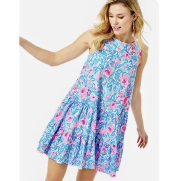 Lilly Pulitzer Dresses & Skirts - Lilly Pulitzer Trina Dress In Bodi Blue My Little Peony XL Swing Preppy
